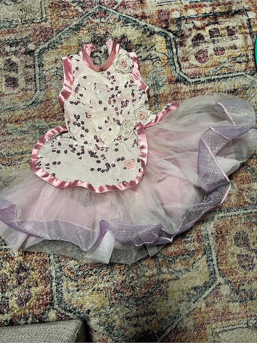 Weissman Floral Sequin Ballet Costume in Pink,White, and Purple Girls XS Like Ne